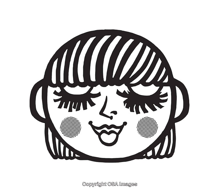 Black and White Illustration of a Smiling Face With Cheerful Expressions