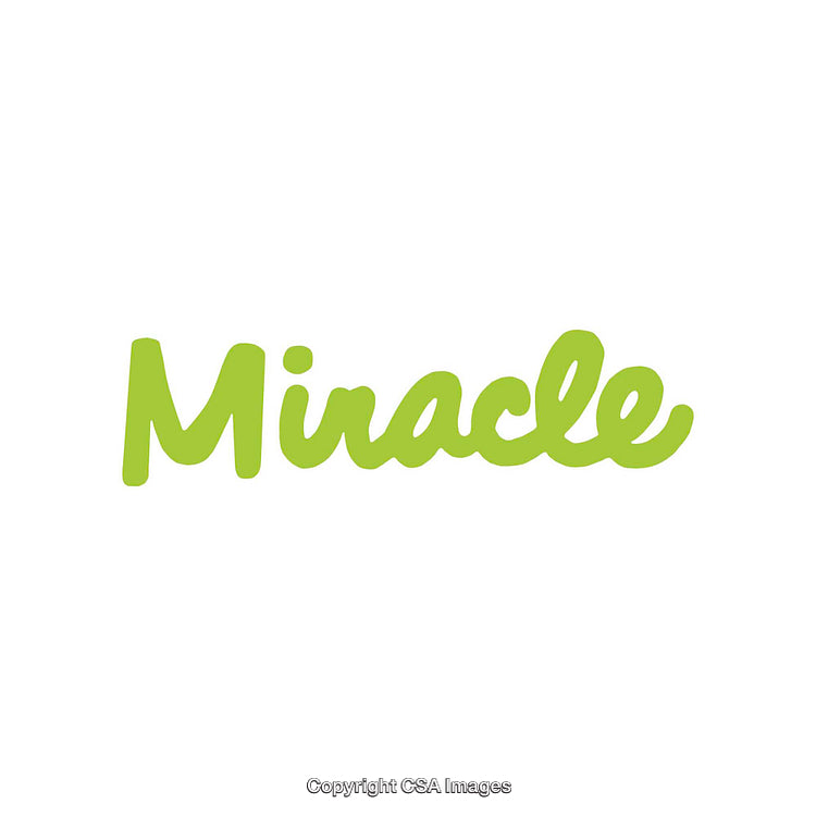 Green Cursive Text 'Miracle' on a White Background