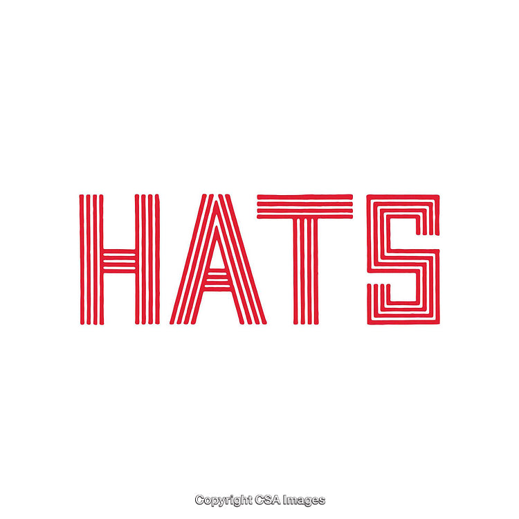 Modern Typography Graphic with Red Text Featuring 'Hats' Design