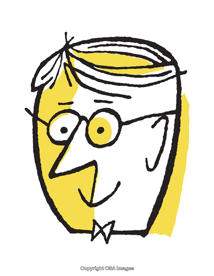 Colorful Line Drawing of a Character With Glasses and Smile