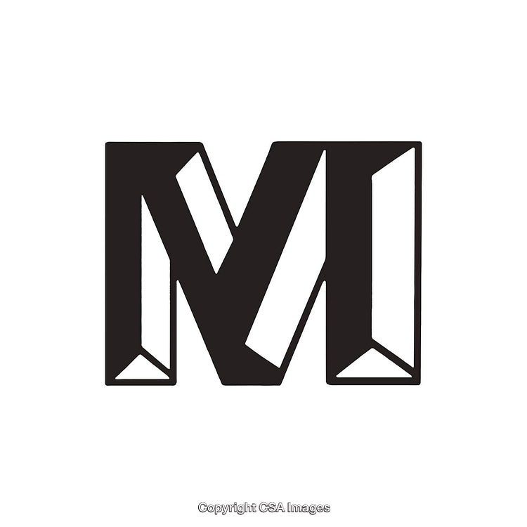 Bold Geometric Letter M With Stylish Monochrome Design Concept