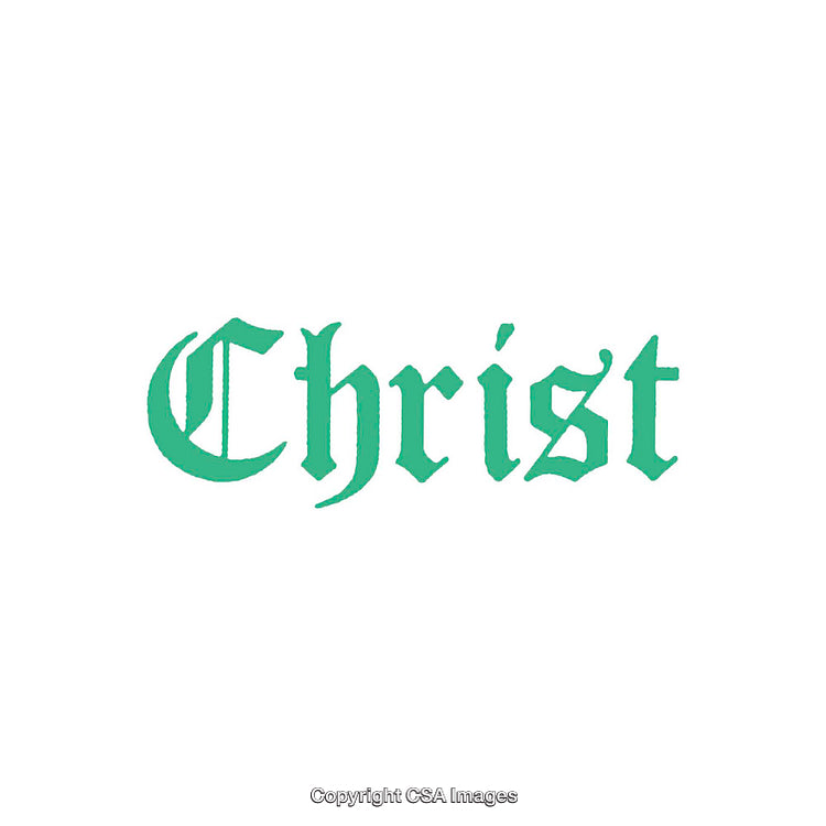 Green Gothic Font Inscription Depicting the Word 'Christ' on White Background