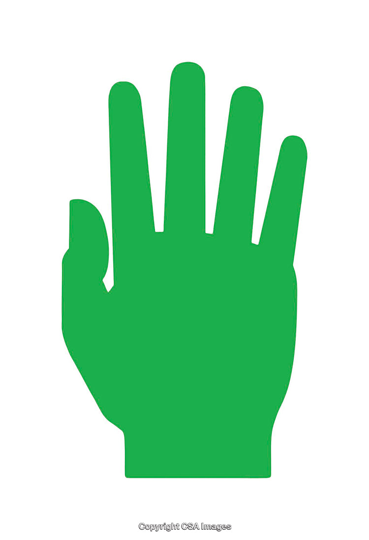 Green Silhouette of an Open Hand Isolated on a White Background