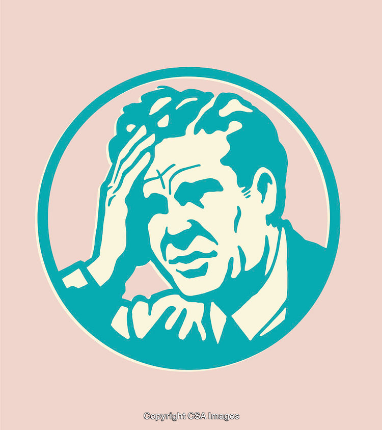 Retro Style Illustration of a Man Expressing Stress or Concern