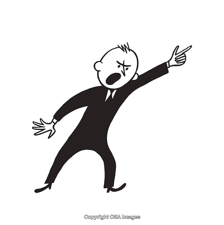 Expressive Cartoon Character Pointing In Heated Gesture Line Art Illustration