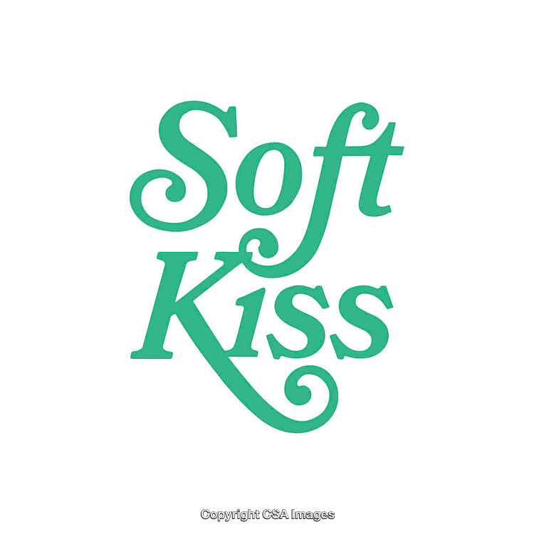 Elegant Green Typography Artwork Featuring the Text 'Soft Kiss' in Artistic Style