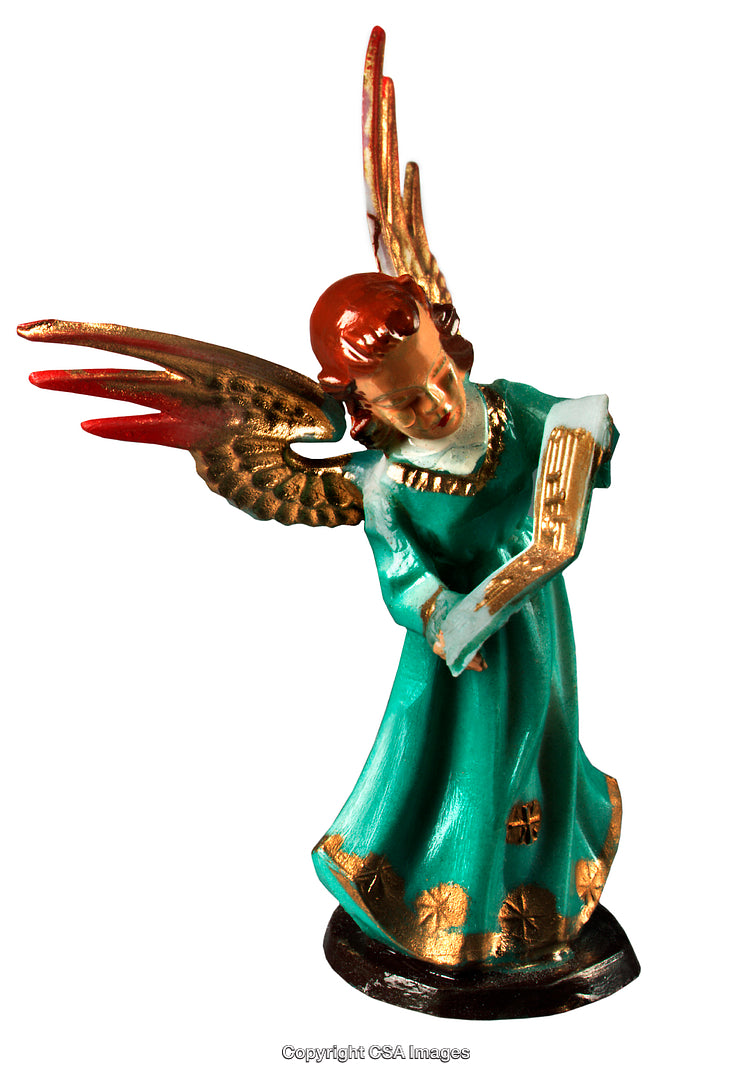 Handcrafted Angel Figurine with Golden Accents Holding a Transparent Scroll
