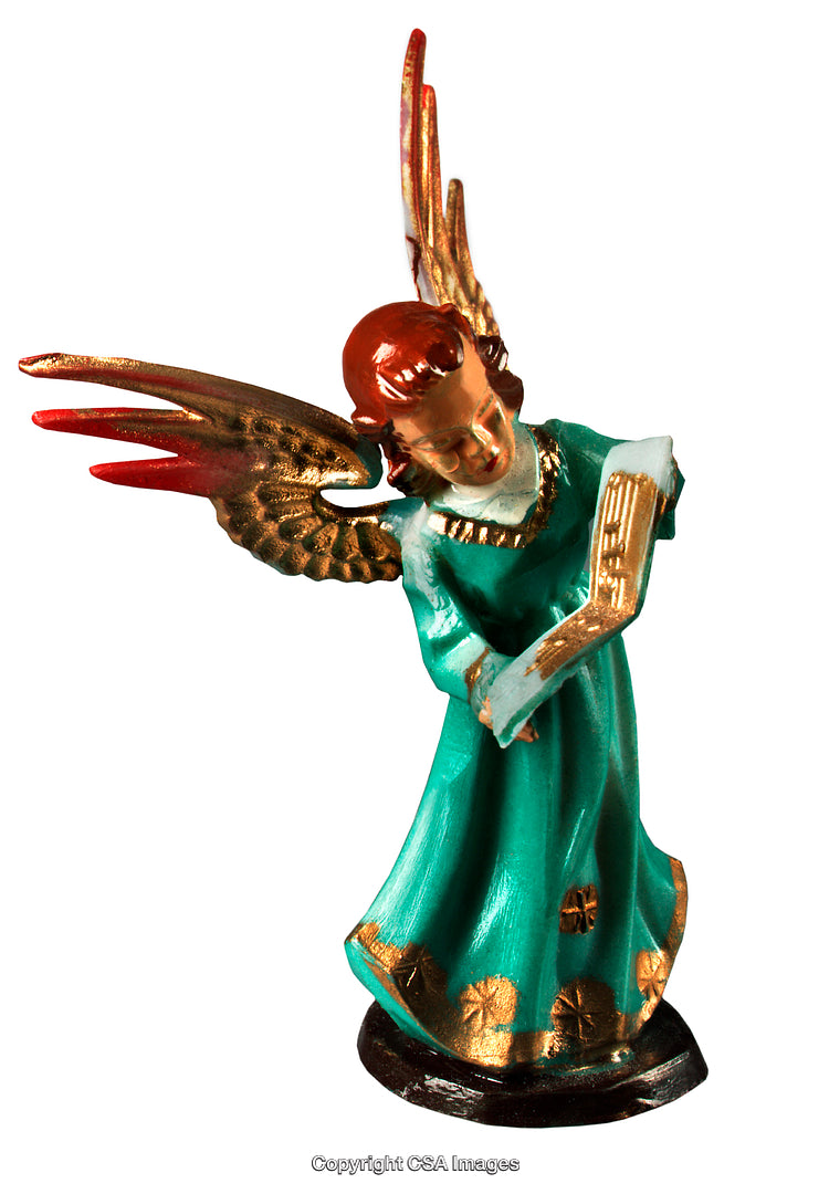 Handcrafted Angel Figurine with Golden Accents Holding a Transparent Scroll