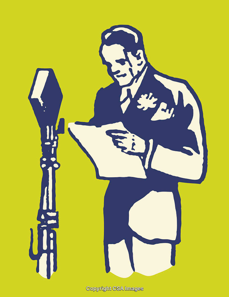 Vintage Illustration of a Public Speaker with a Microphone and Notes