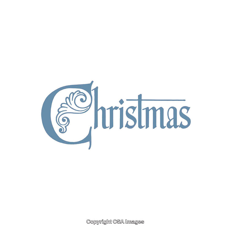 Elegant Christmas Typography with Decorative Blue Lettering on White