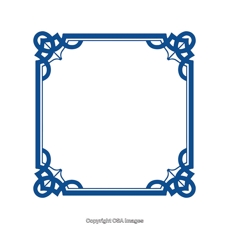 Elegant Blue Decorative Frame with Ornate Corner Patterns for Design