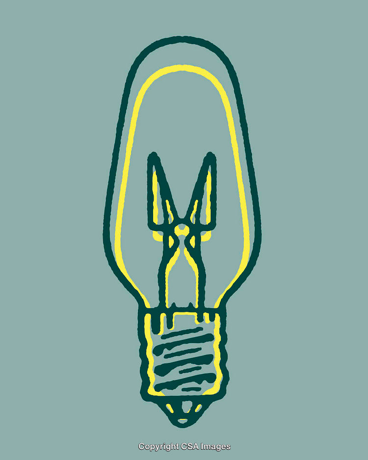 Color Line Art Illustration of a Lightbulb with Vibrant Yellows and Greens
