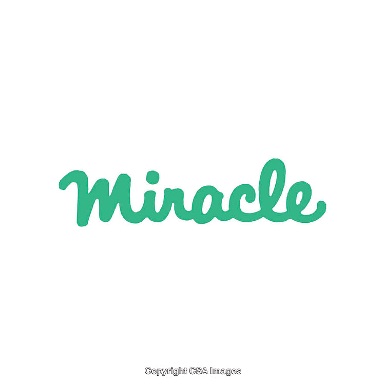 Green Handwritten Script Text Displaying the Word 'Miracle' on White Background