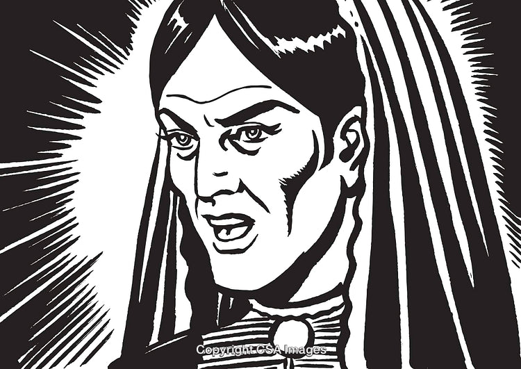 Expressive Black-And-White Illustration of a Dramatic Facial Expression