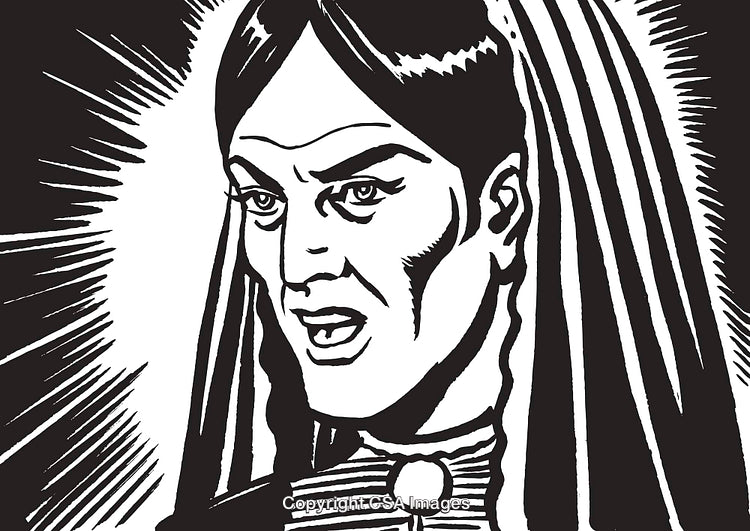 Expressive Black-And-White Illustration of a Dramatic Facial Expression
