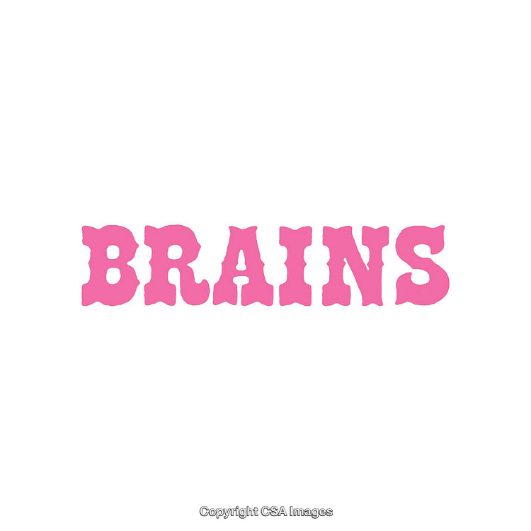 Pink Typography Illustration with The Word 'Brains' on White Background