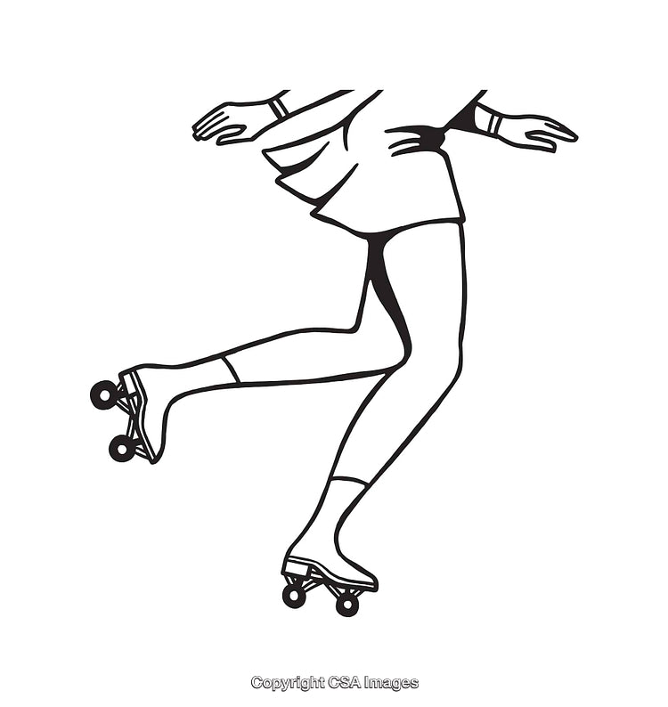 Black And White Line Art of Roller Skating Movement