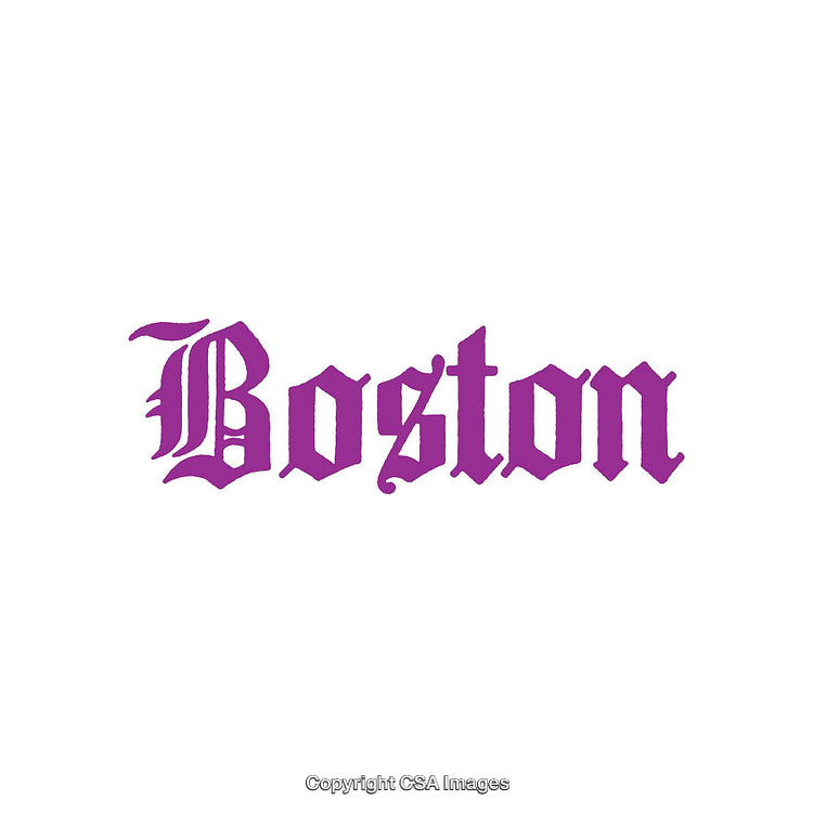 Purple Gothic Typeface 'Boston' Word Art on White Background
