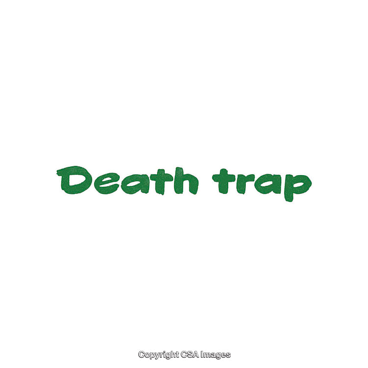 Bold Green Typography Featuring the Words 'Death Trap' on White Background
