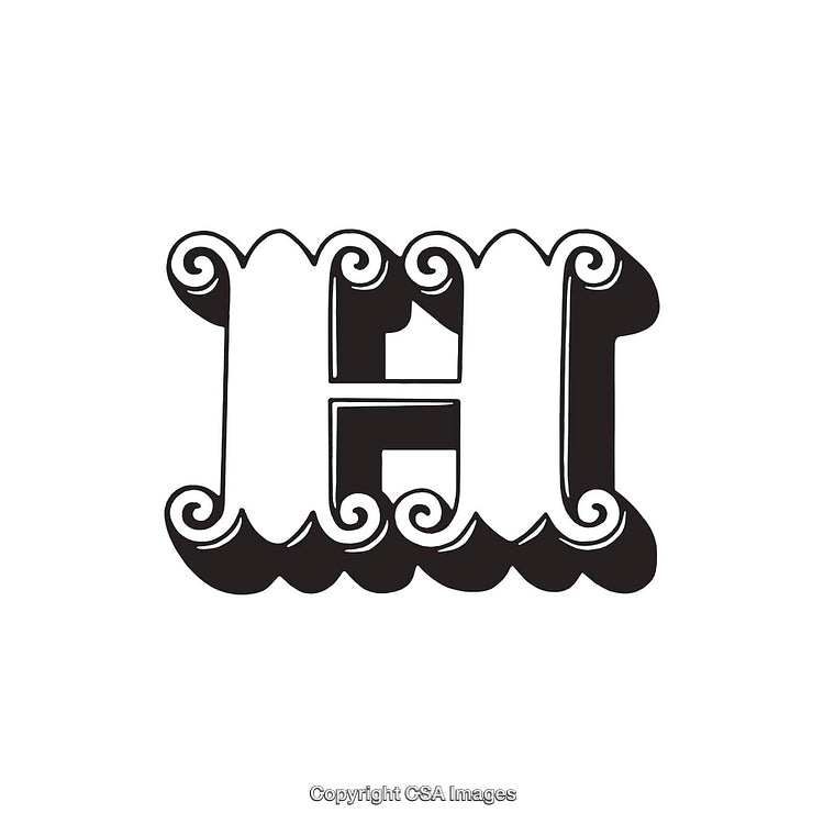 Intricate Black and White Ornate Typography Featuring the Letter H