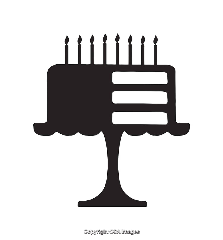 Silhouette of a Layered Cake with Candles on a Cake Stand