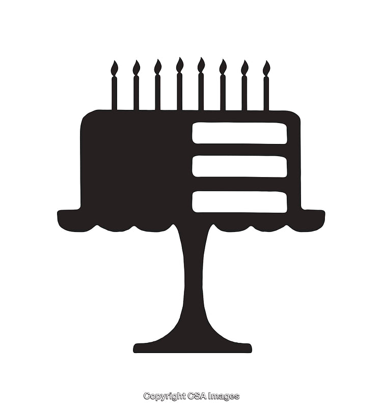 Silhouette of a Layered Cake with Candles on a Cake Stand