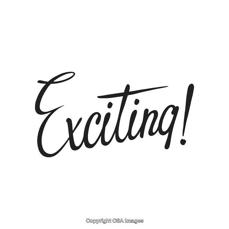 Handwritten Exciting Text Design with Black Ink on White Background