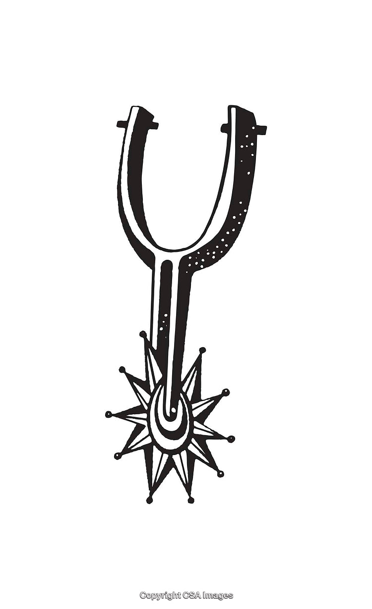 Black and White Illustration of a Spur with Star Design
