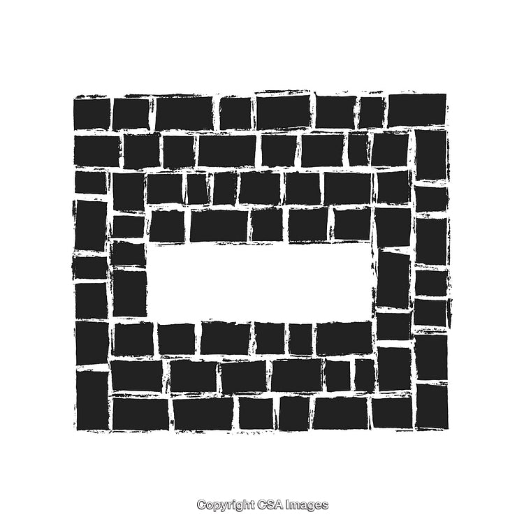 Black And White Rectangular Border Made Of Textured Blocks