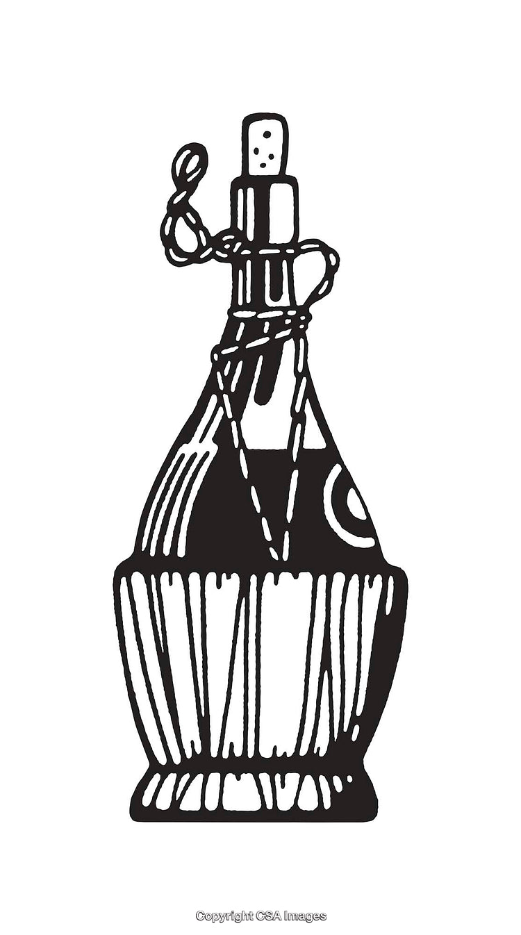 Vintage Line Art Illustration of a Decorative Perfume Bottle