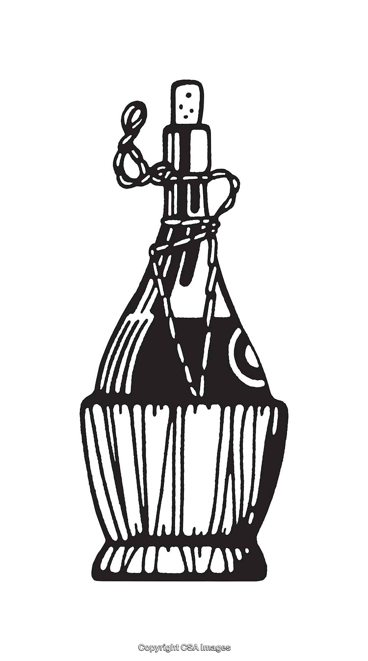 Vintage Line Art Illustration of a Decorative Perfume Bottle