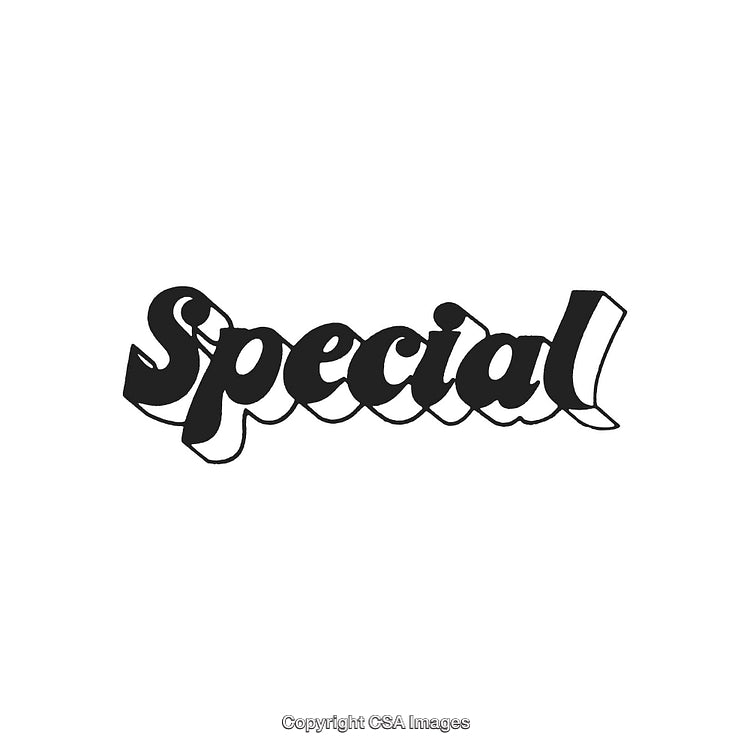 Modern Black Decorative Text Graphic Featuring the Word 'Special'