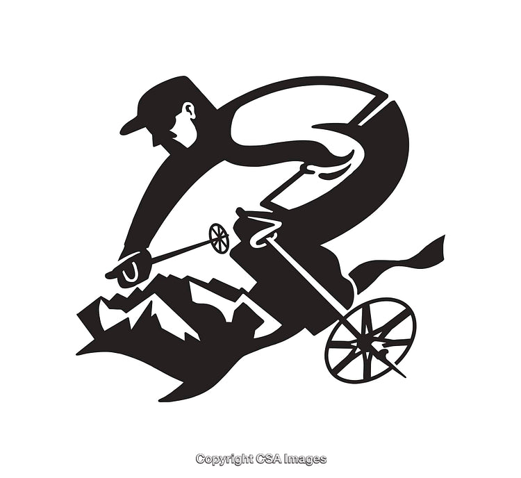 Dynamic Line Art of Cyclist on Mountain Trail in Black and White
