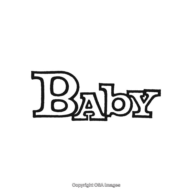 Black and White 'Baby' Text with Artistic Style on a White Background