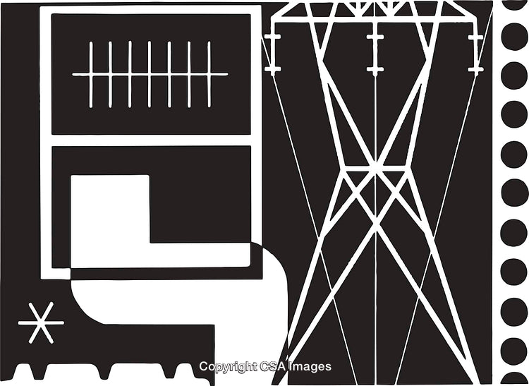 Abstract Black and White Geometric Pattern Design with Structural Elements