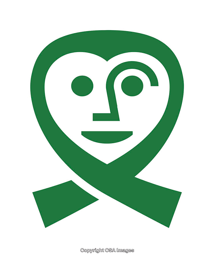 Green Minimalist Icon with Face Design Symbolizing Compassion and Awareness