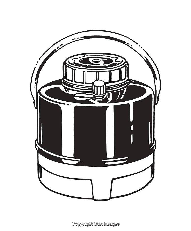 Detailed Black and White Line Art of a Small Storage Container