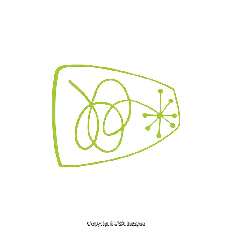 Elegant Green Abstract Shape Design Featuring Loops and Radiating Lines