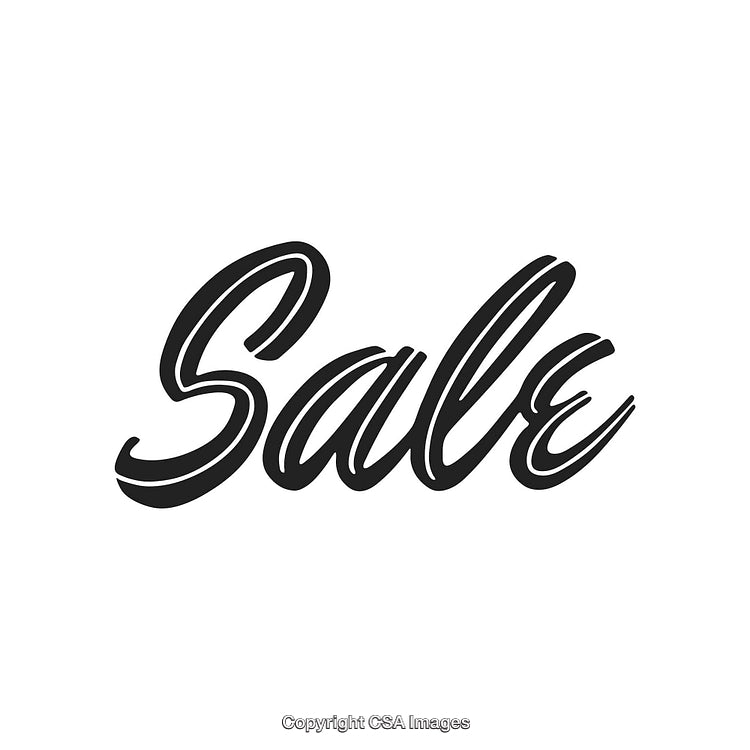 Elegant Black Handwritten Style Sale Typography on White Background