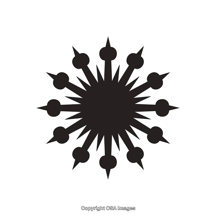 Abstract Black and White Geometric Starburst Symbol Isolated on White