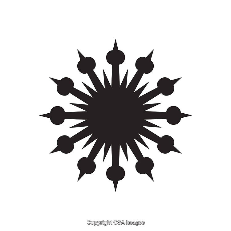 Abstract Black and White Geometric Starburst Symbol Isolated on White