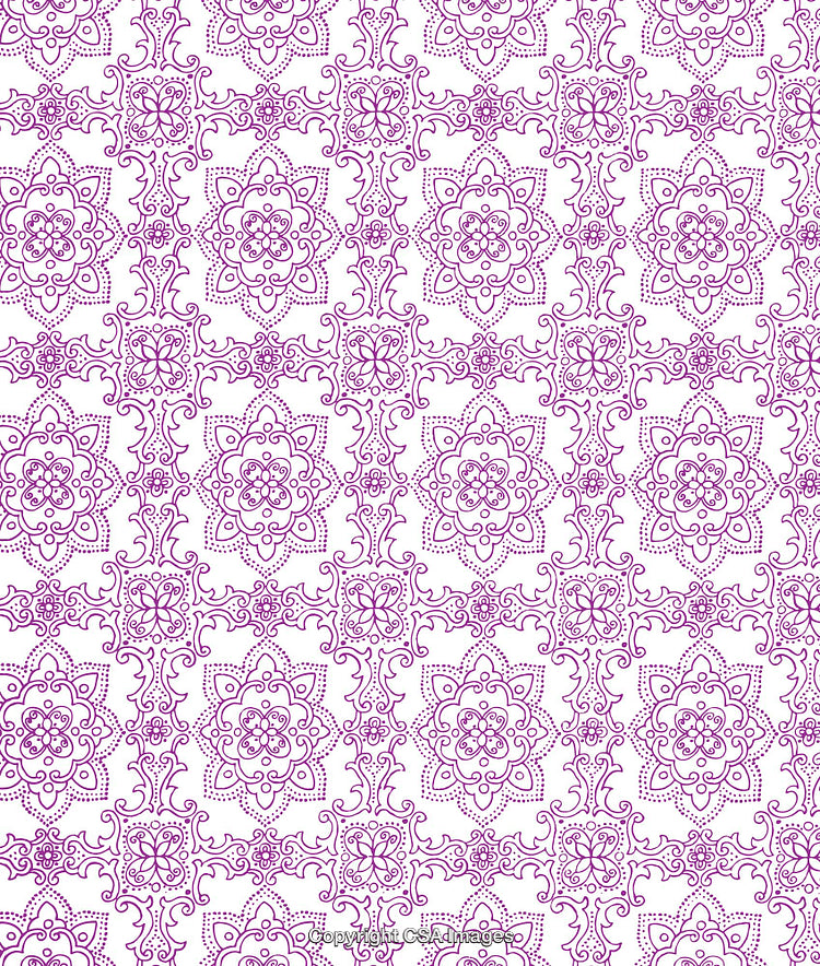 Elegant Purple Ornate Floral Patterns on a White Background