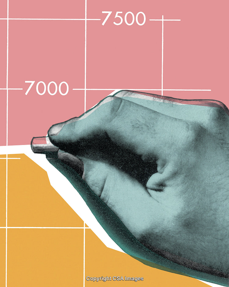 Hand Graphing Data on Colorful Statistical Chart with Creative Dot Screen Style