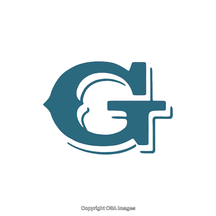 Stylized Blue Letter G Design With Plus Sign Accent