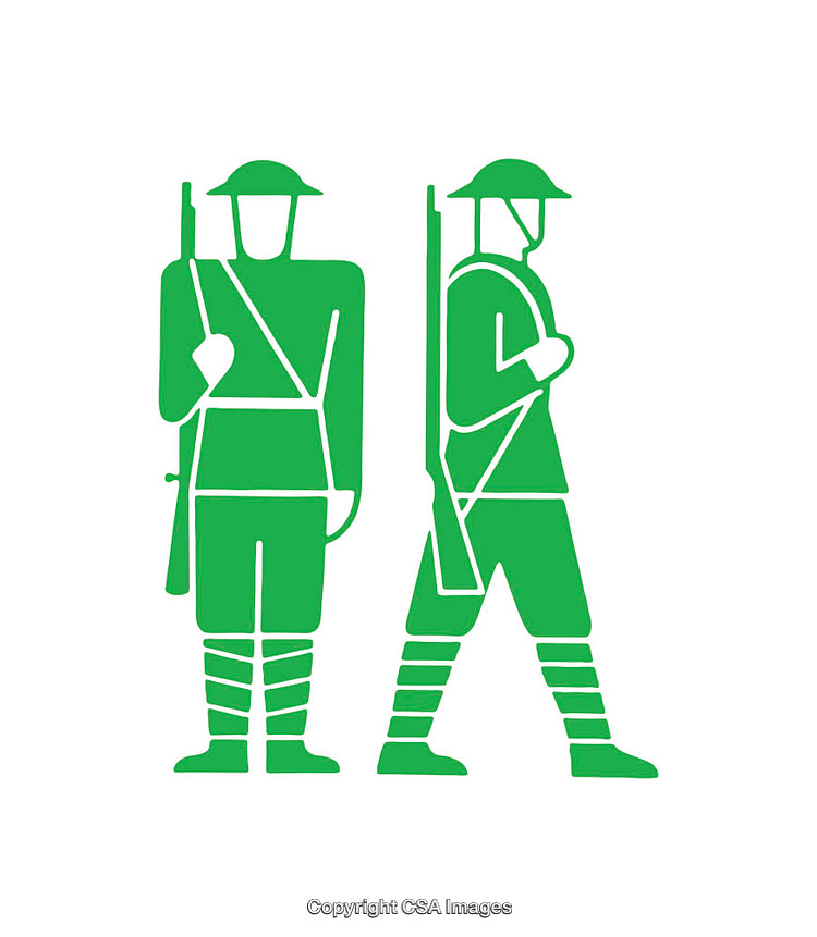 Minimalist Green Soldier Icon Silhouettes Depicting Military Representation
