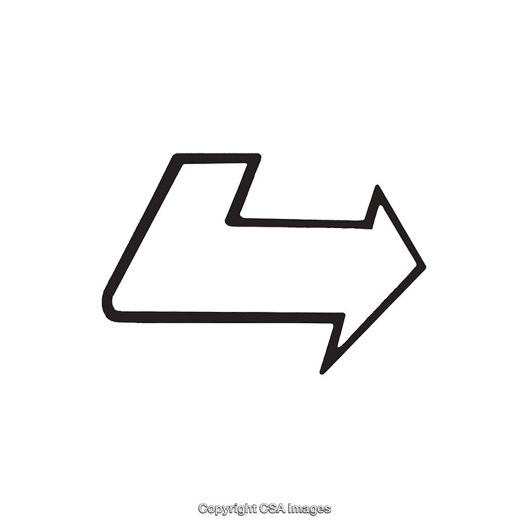 Black and White Curved Arrow Symbol on White Background