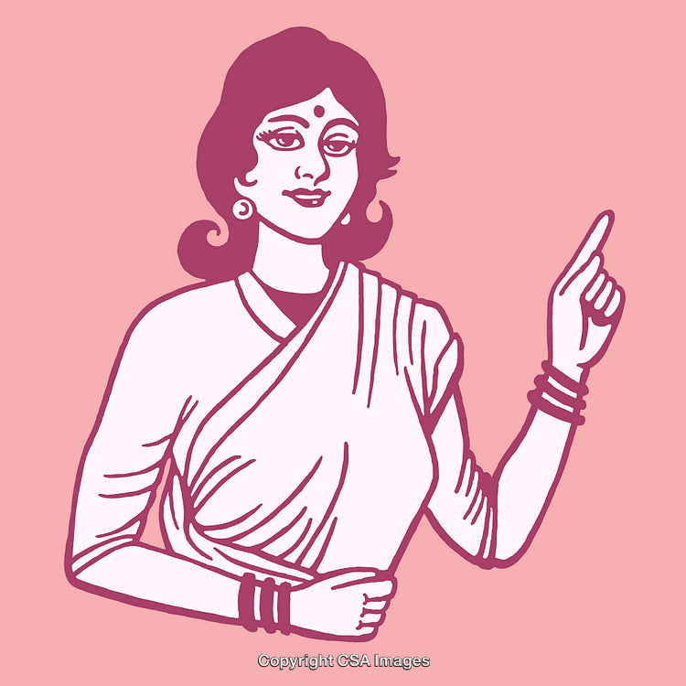 Illustration of a Woman Gesturing with Traditional Clothes and Accessories