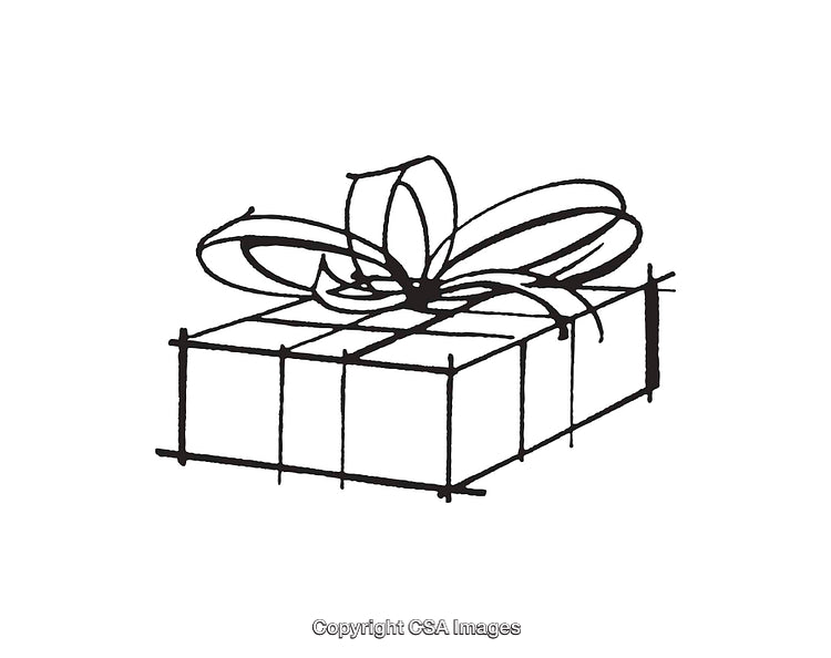 Simple Line Art Drawing of a Wrapped Gift with a Bow