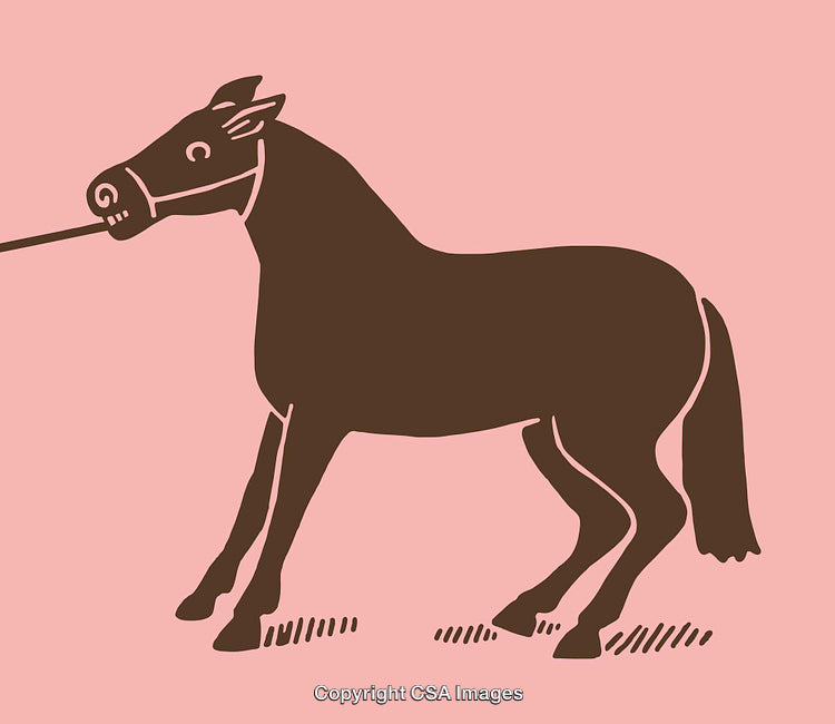 Brown Horse Icon in Minimalist Style on Pastel Background