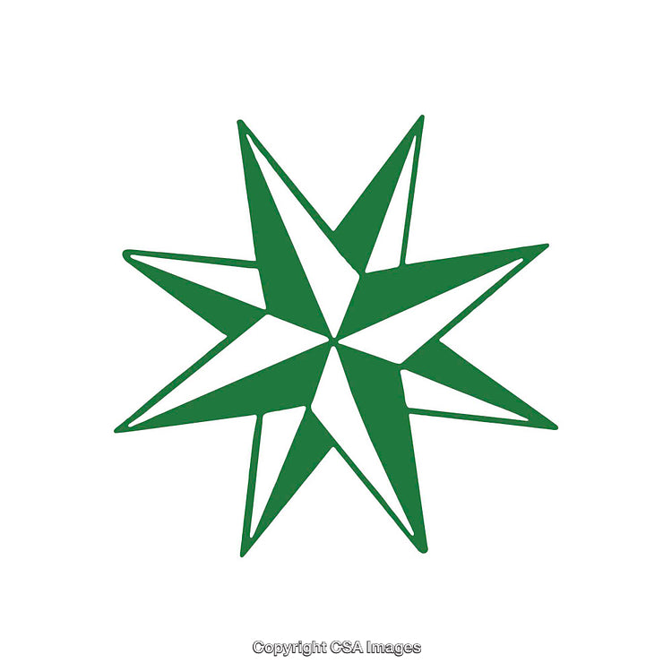 Green Eight-Point Star Emblem with Vintage Design Illustration